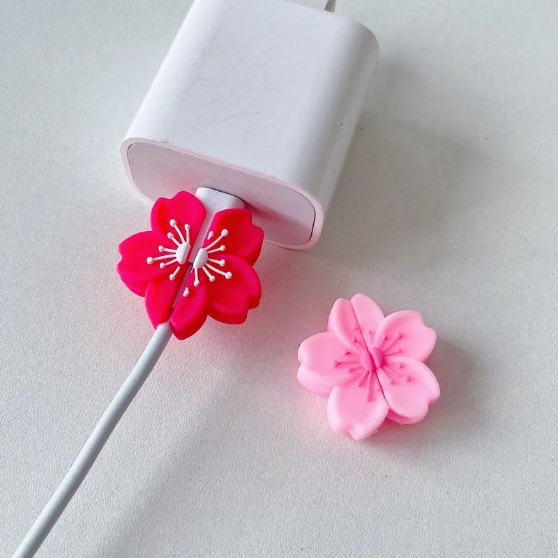 Cute Cartoon Flower Clouds Cable Protector Wire Organizer Winder Saver For USB Charging Cable Data Line Protector Cover
