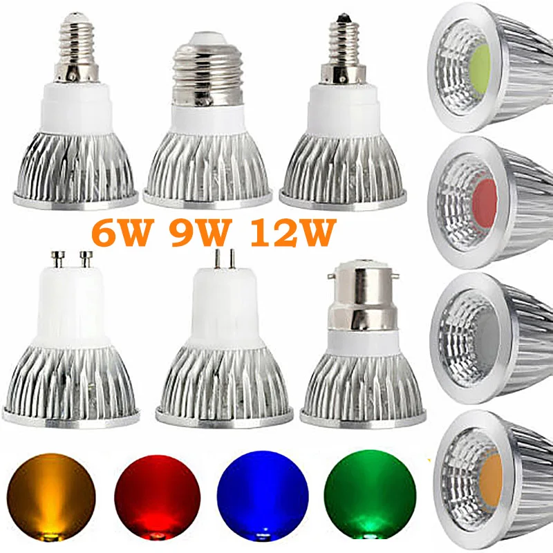 

Dimmable Led Spotlight 6W 9W 12W B22/E12/E14/E27/GU10/GU5.3 Halogen Lamp Replacement Decorative COB Down Light Downlight