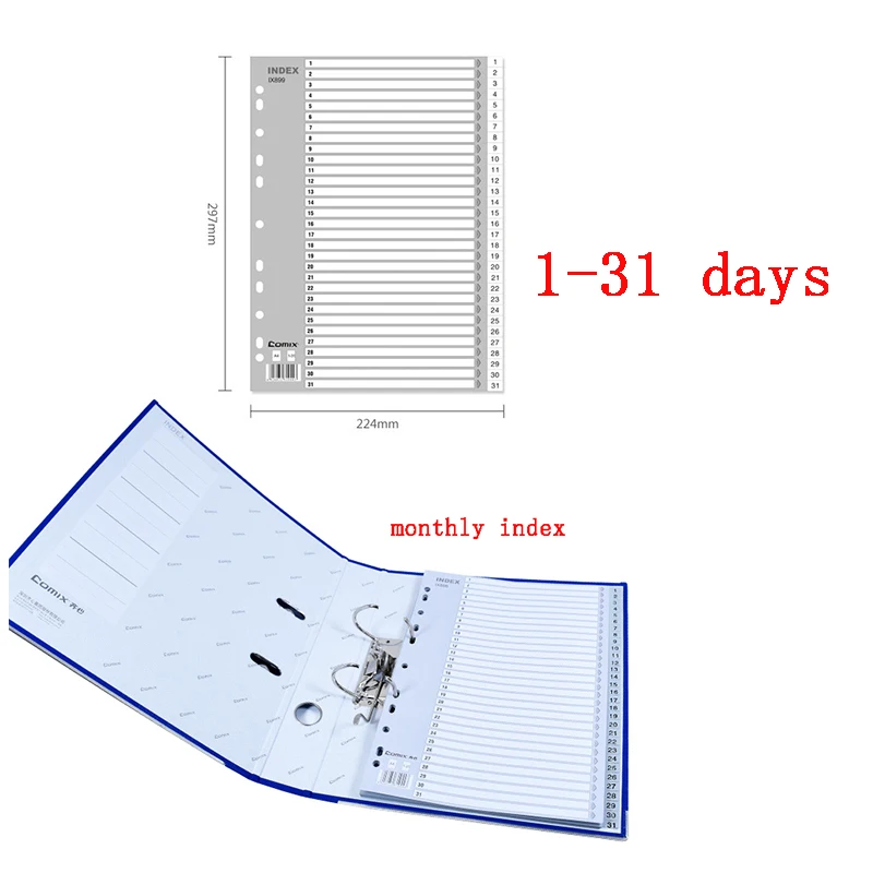 2/5 Packs  5/ 10/12/31 Sheets A-Z Letter Dividers, A4 11 Rings Monthly Daily Notebook Index