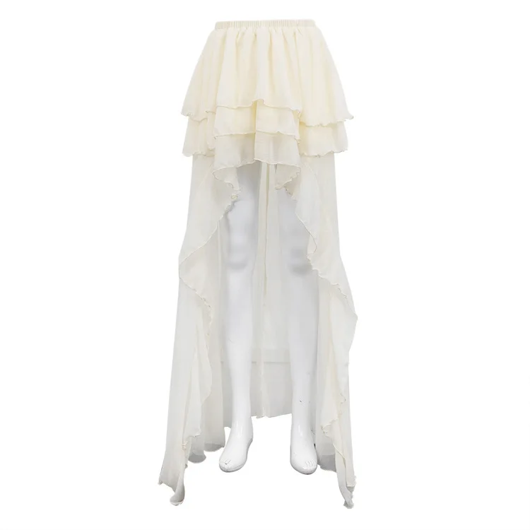 2026 التنانير فضفاضة المشمش غير رسمية للنساء موضة عالية الخصر مطوي التنانير أنيقة رقيقة الطابق طول تنورة الملابس النسائية