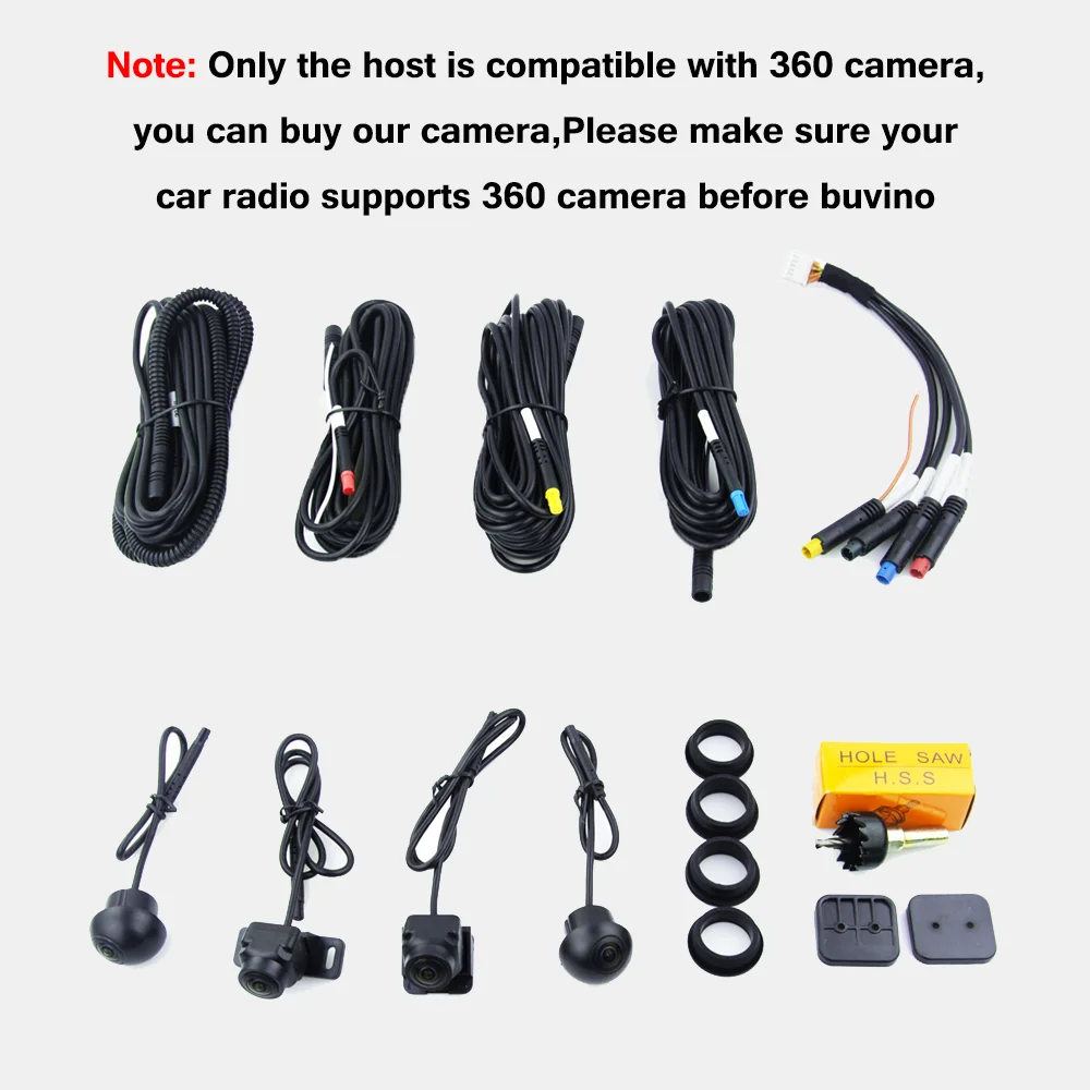 Icreative 360° Panoramic Camera 720P HD Rear Front Left Right 3D Surround Accessories Car Android 10.0 Radio Plug and Play Chip