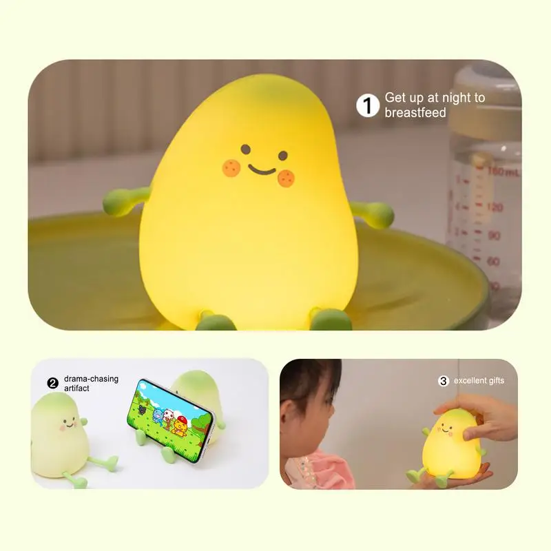 Bedroom Night Light Touch Ambient Night Light With Mango Shape Mobile Phone Holder Desktop Decor For Kid Room Dormitory