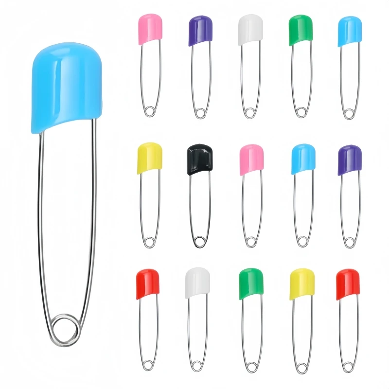 50Pcs/lot Plastic Head Safety Pins 4/5.4cm Safety Locking Baby Cloth Diaper Nappy Pins Buckles DIY Needle Pins Sewing Supplies