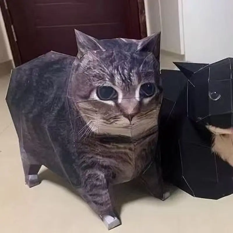 

Бумажная 3D-модель кошки в стиле китайских интернет-знаменитостей, оригами, подарок для друзей, милый сувенир, украшение для рабочего стола и комнаты
