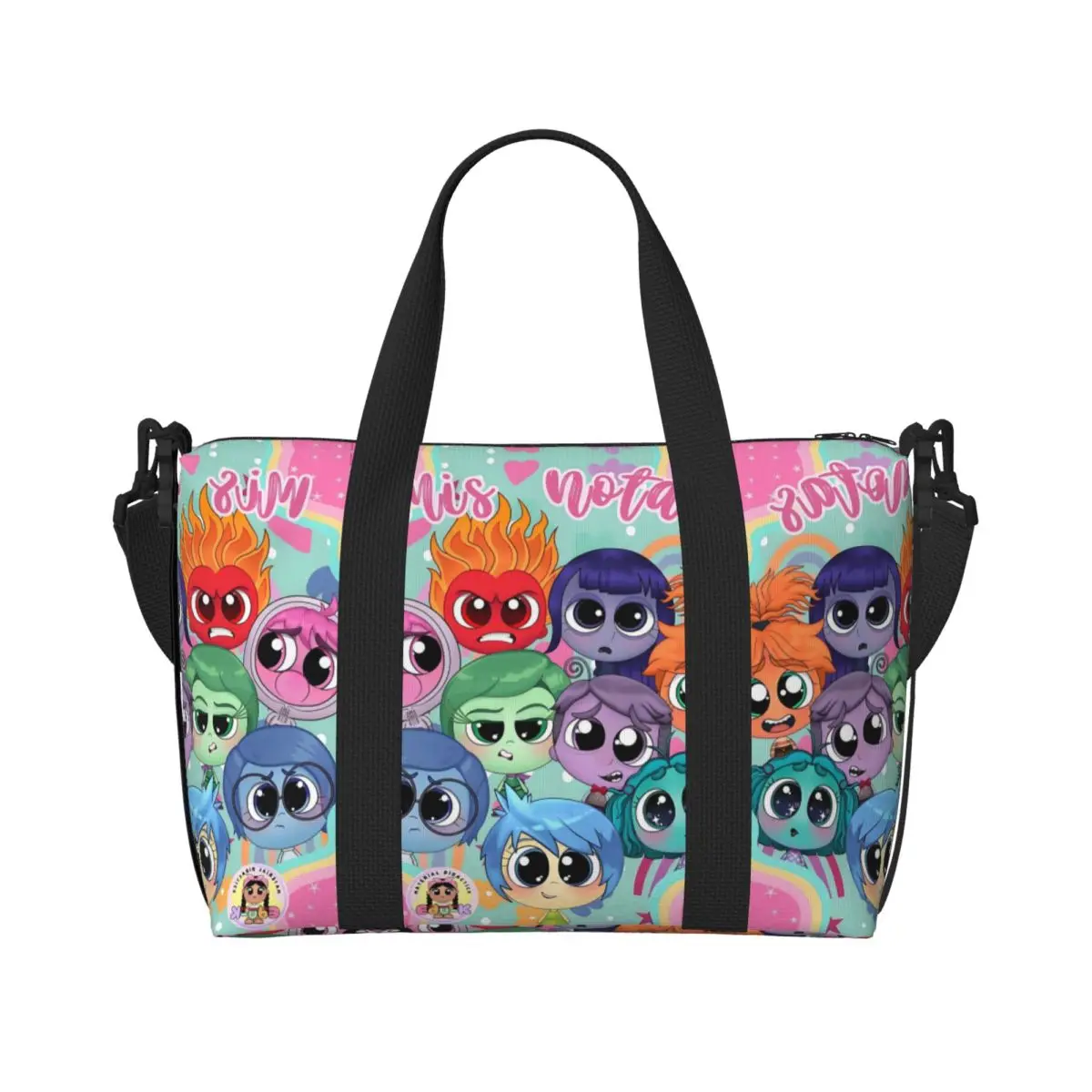 

Custom Inside Out Character Beach Tote Bag Women Adorable Cartton Big Compartment Beach Gym Travel Bags
