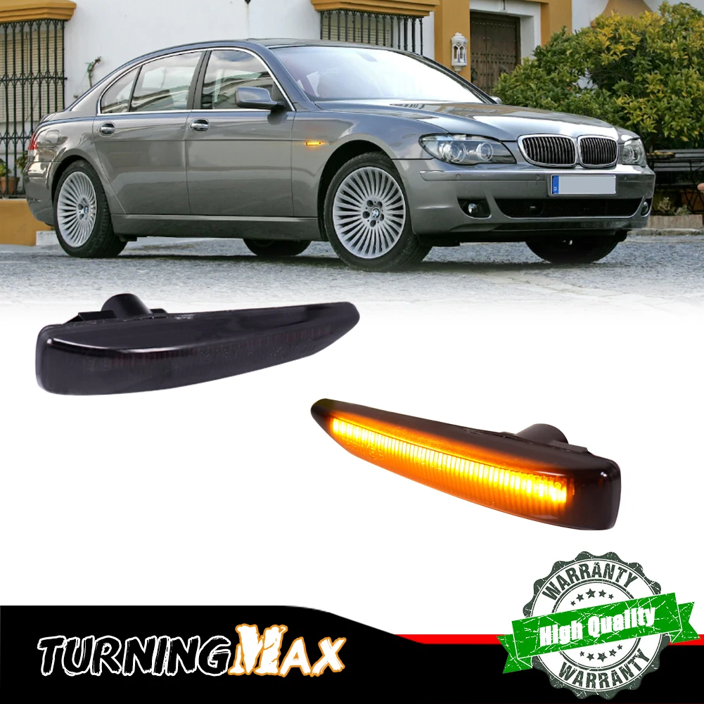 

Smoked Lens Amber LED Front Fender Side Marker Turn Signal Lights For BMW 7 Series E65 E66 E67 745LI 750LI 760Li B7 2002-2008