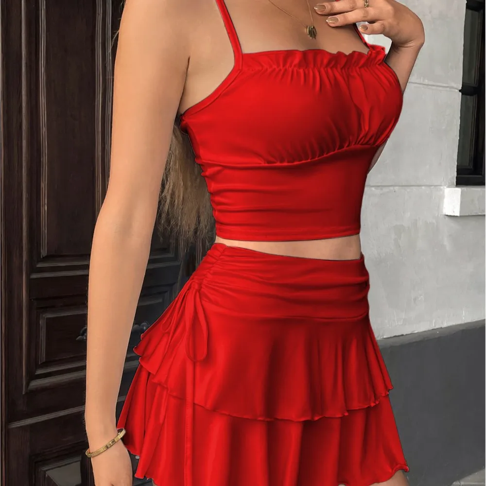 スモックレースアッププリーツスカート レディース 夏新作 通勤カジュアルスカート フリル無地スカート 女性用スカート 女性服