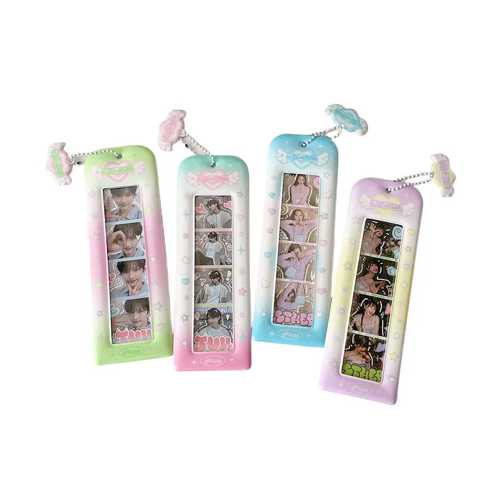 PVC Card Cover Korean Photocard Holder Long Bookmark Keychain Pendant Photocard Frame Bookmark Picture Hanging Decoration
