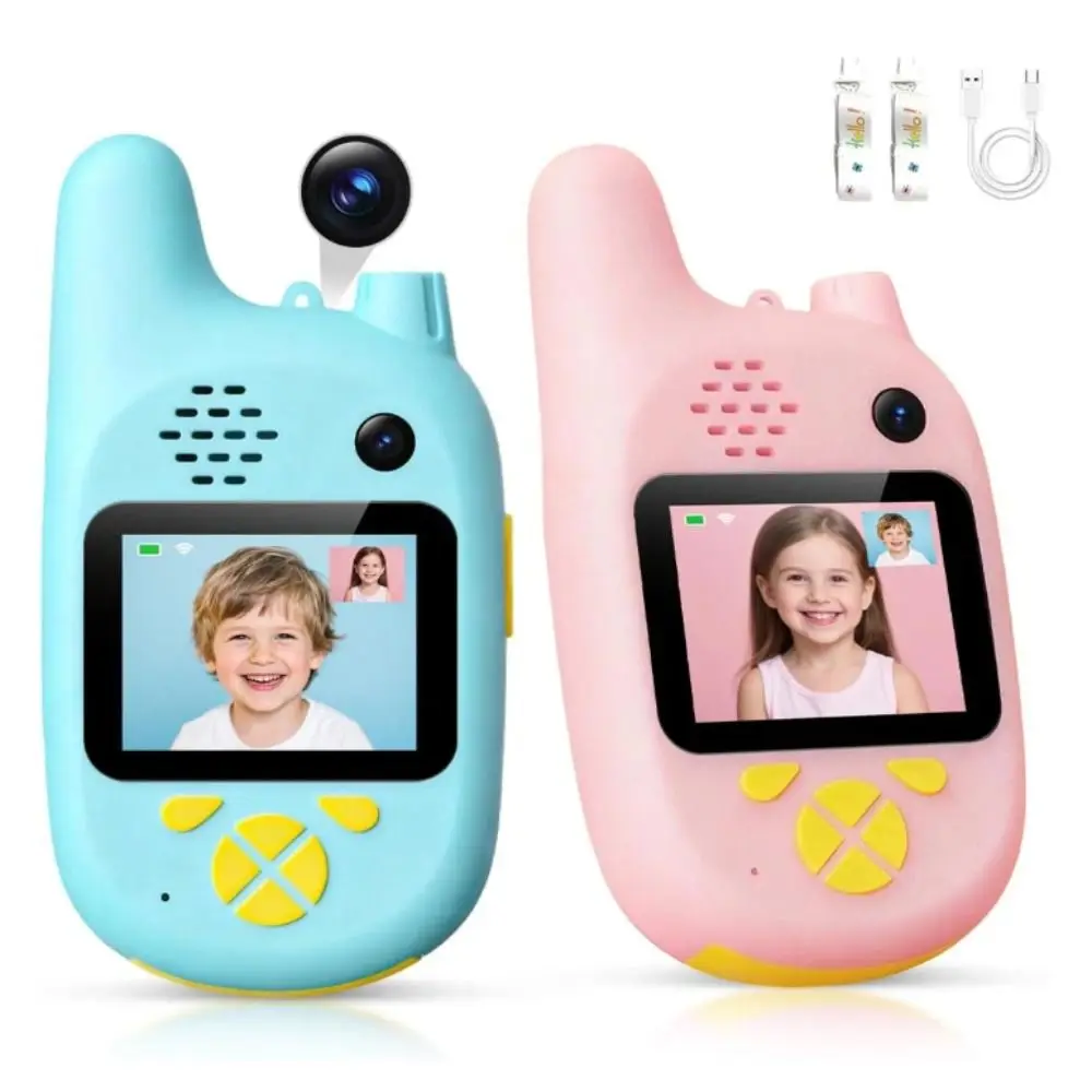 Dual Cameras Video Walkie Talkies for Kids 2-inch Screen One-Click Call HD Screen Intercom Taking Photos Gift