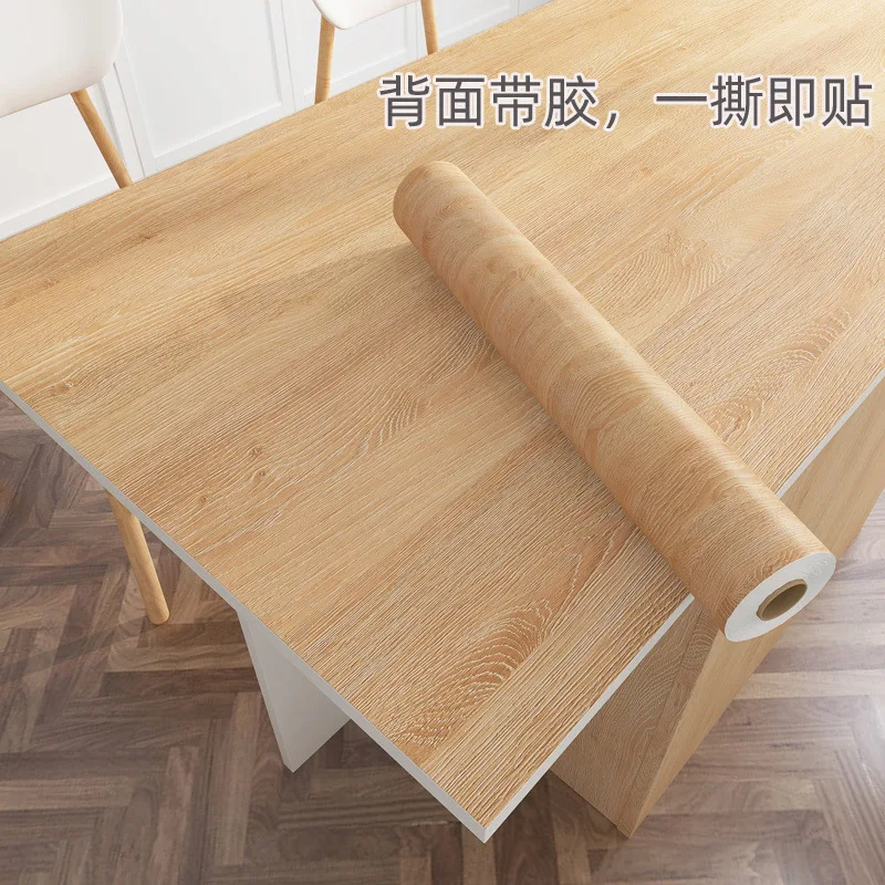 

5M Desktop Sticker Self-Adhesive Oak Wood Grain Wallpaper Waterproof Oil-Resistant Book Table Top Surface Furniture Renovation