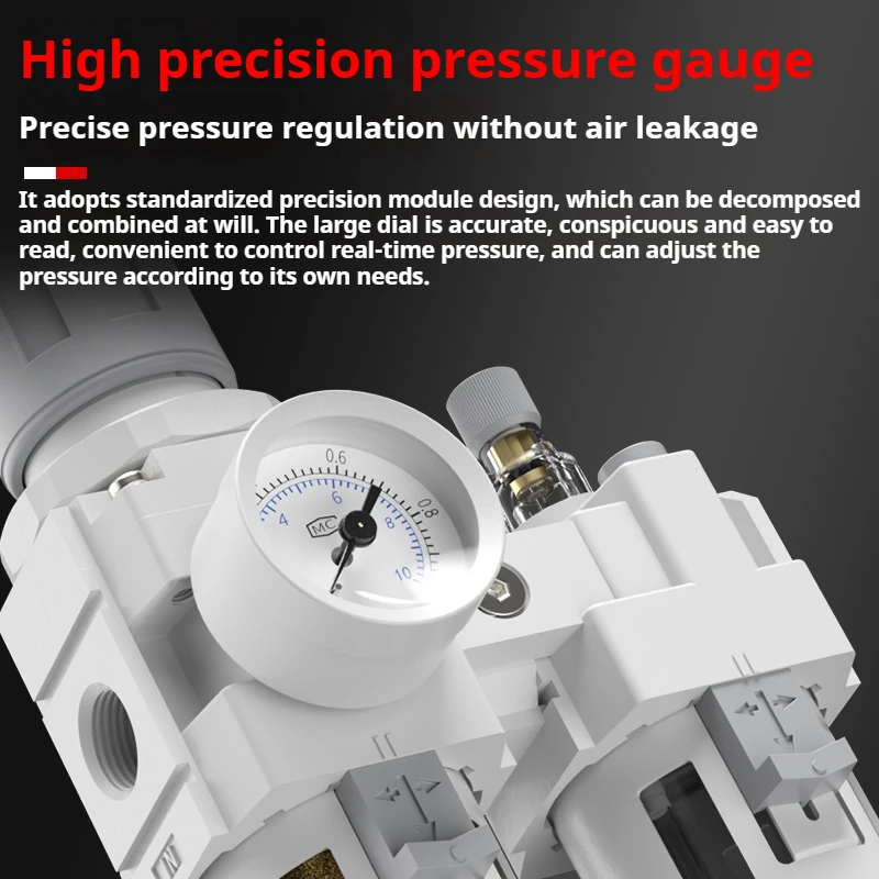 Metallic AC2010-02 AC3010-03 AC4010-04 Pneumatic Pressure Regulator Oil Water Separator Manual Drainage Compressor Air Filter