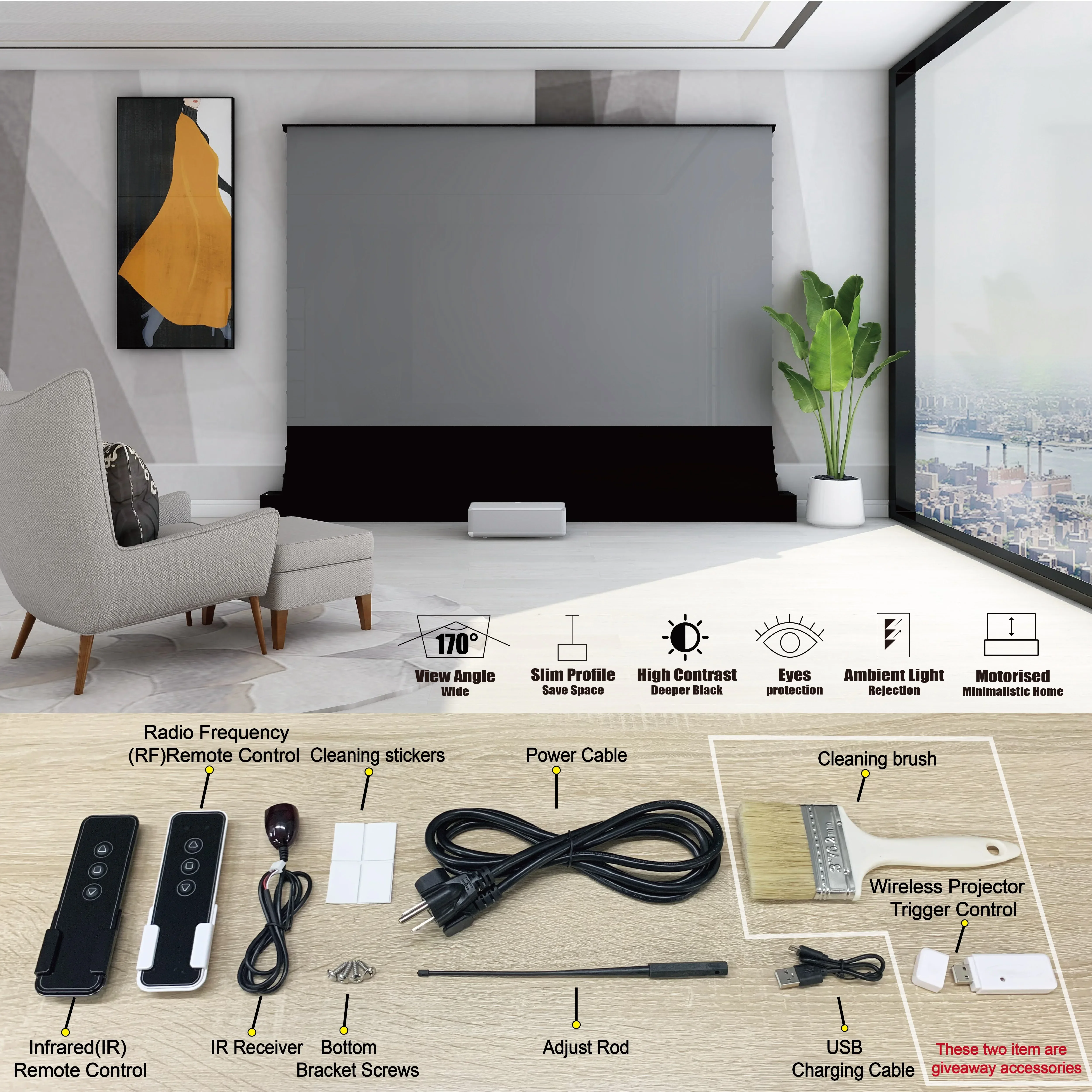 VIVIDSTORM S PRO 100 Inch  Electric  Screen for UST ALR Projector Ultra Short Throw Projection Screen