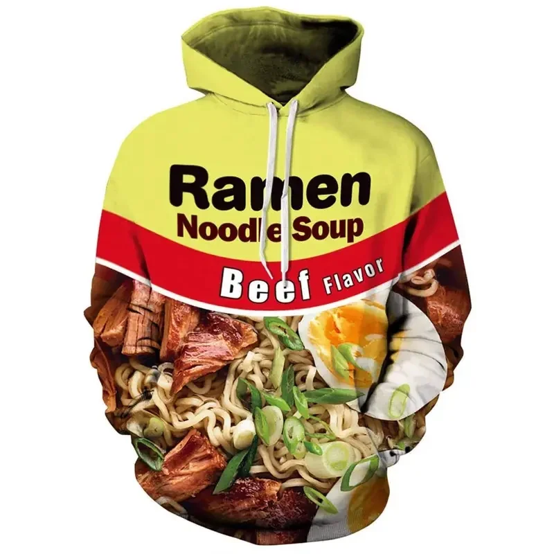 3D Ramen Chicken Noodle Soup Hoodie Beef Sweatshirt For Men Women Cotton Cute Autumn Sweatshirt Unisex Casual Jacket Tracksuit