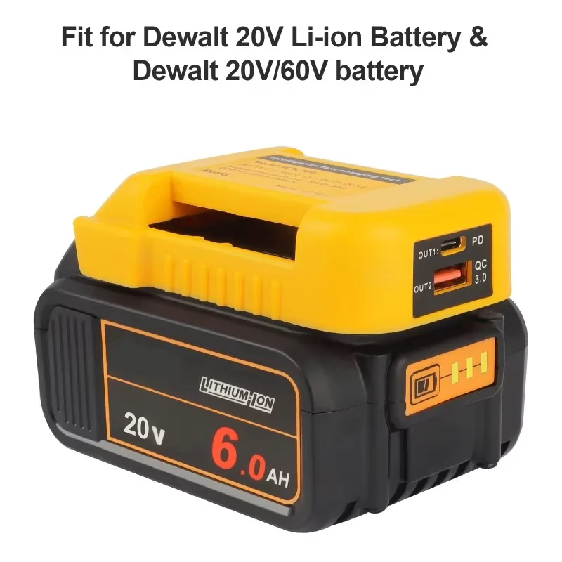 Yellow Battery Base Suitable for Makita Dewei Electric Tools 18V Lithium Battery New Battery Base with Buckle USB Type-C