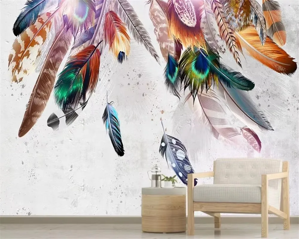 Self-adhesive material custom size Wallpaper pink feather texture children\'s room background Mural home decoration 3d Wallpaper