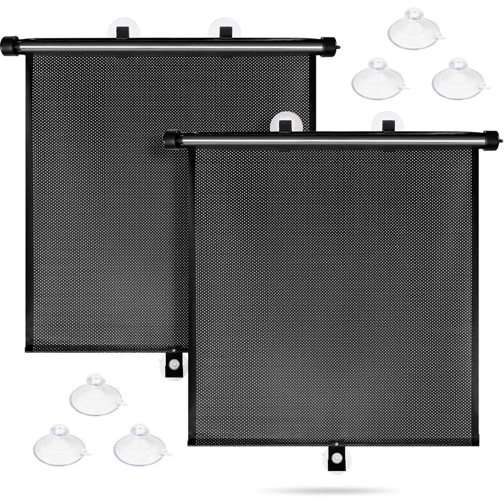 

Выдвижные солнцезащитные шторки для окон автомобиля для детей, пассажиров и домашних животных - защита от УФ-излучения и жары (20''x22'')