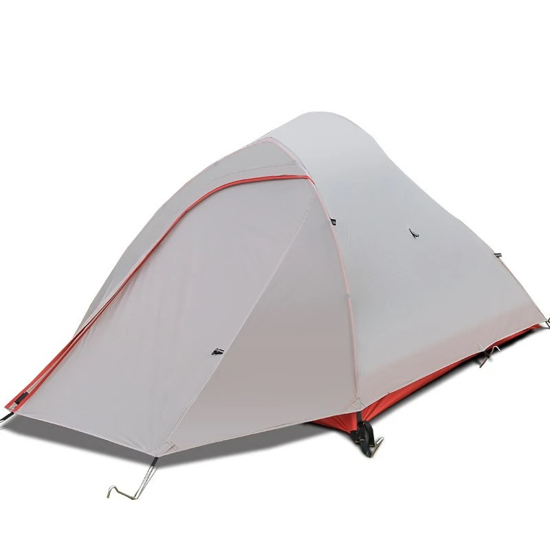 Tent outdoor nylon coated silicon double layer, aluminum pole anti-rainstorm field camping tent single pole light