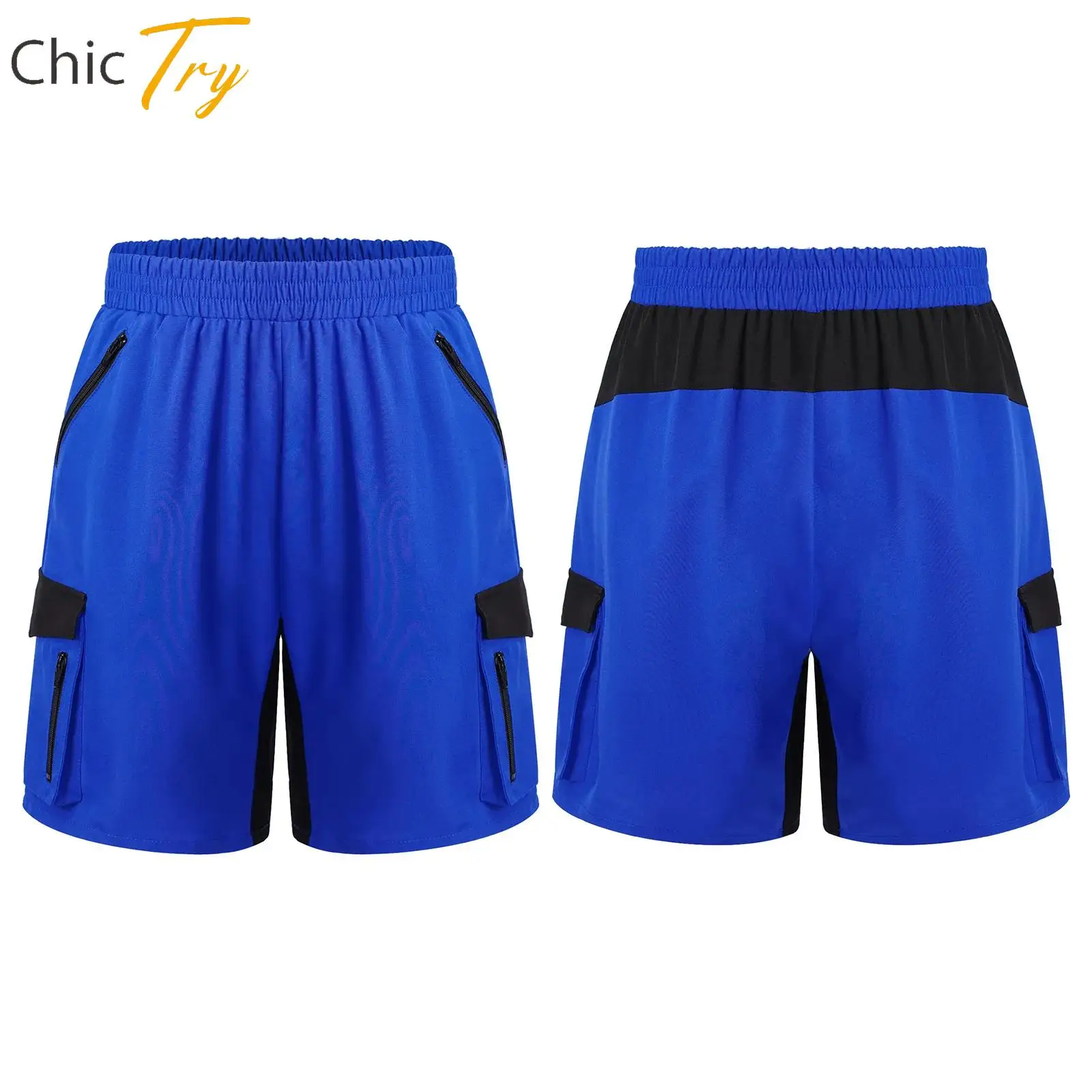 

Boys Fashion Breathable Athletic Shorts Kids Yoga Workout Exercise Running Cycling Clothing Stretchy Shorts with Zipper Pockets