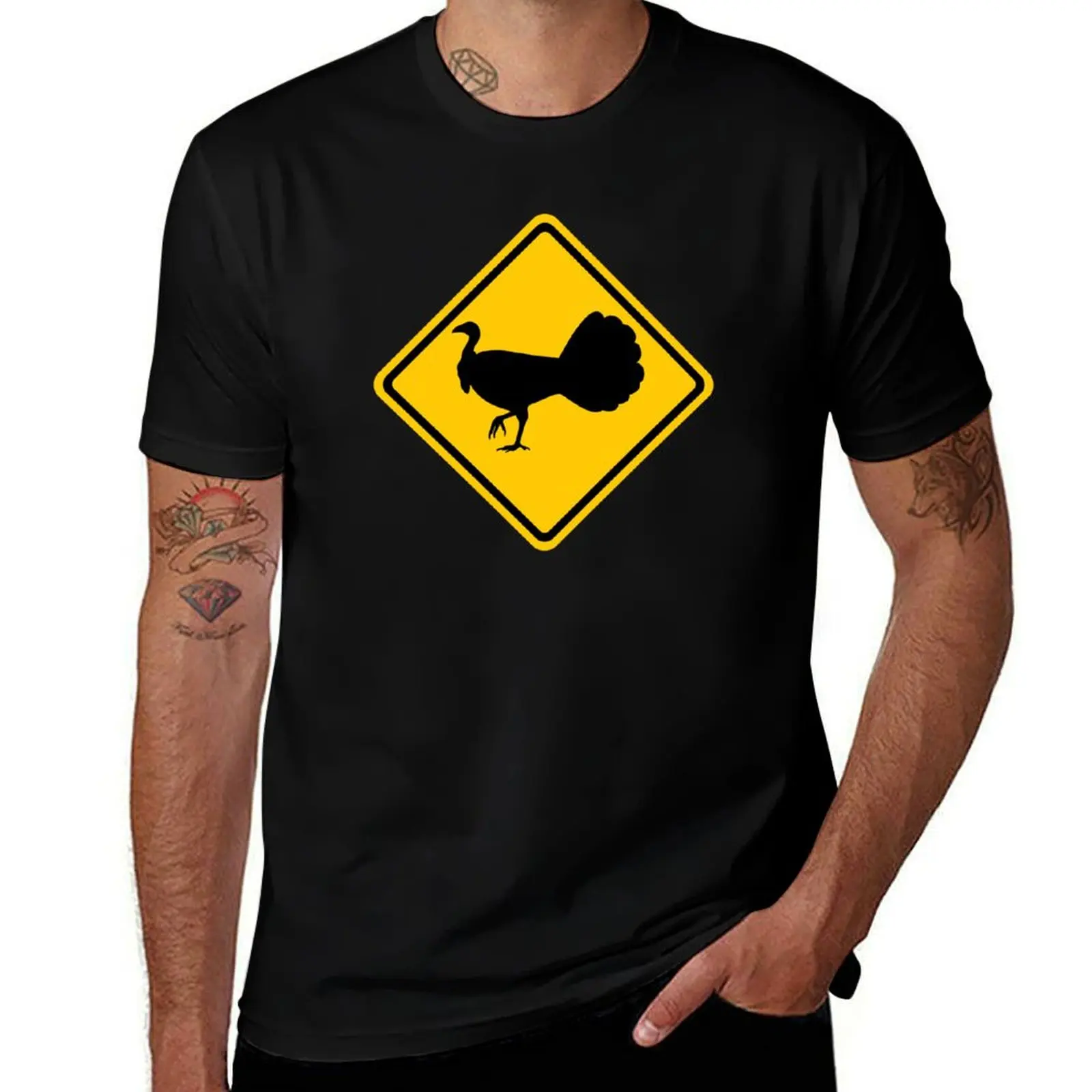 Australian Brush Turkey Road Sign T-Shirt Fashion Pattern Printed Tee Shirt
