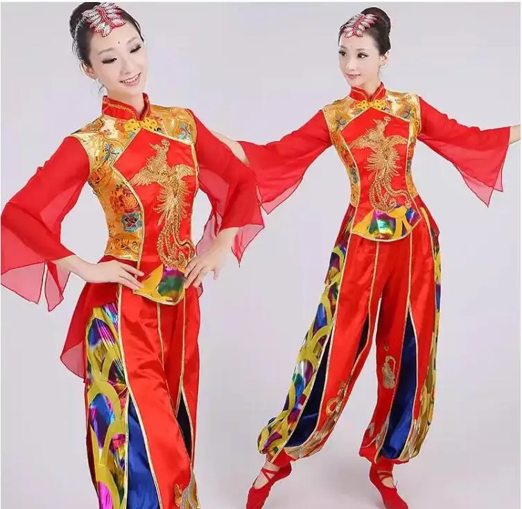 New Year's Day Drumming Costume, Female Yangko Costume, Chinese Style Dragon Dance