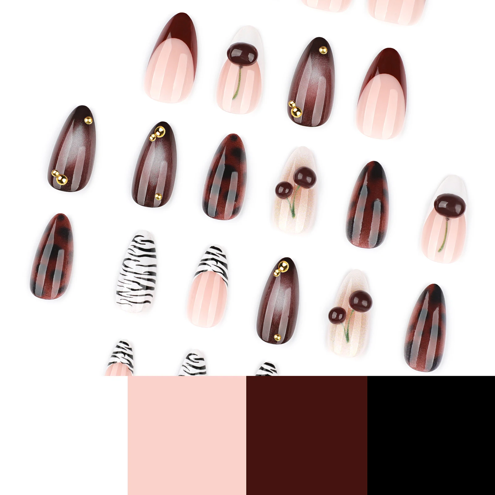 24 adet takma tırnak siyah bey - Nail Art Red Cherry incelemesi ve fiyatı