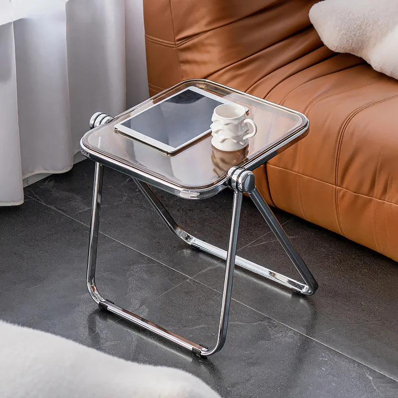 Modern Transparent Square Table - Foldable Small Table for Office & Living Room Sofa Side & Home Leisure image 2