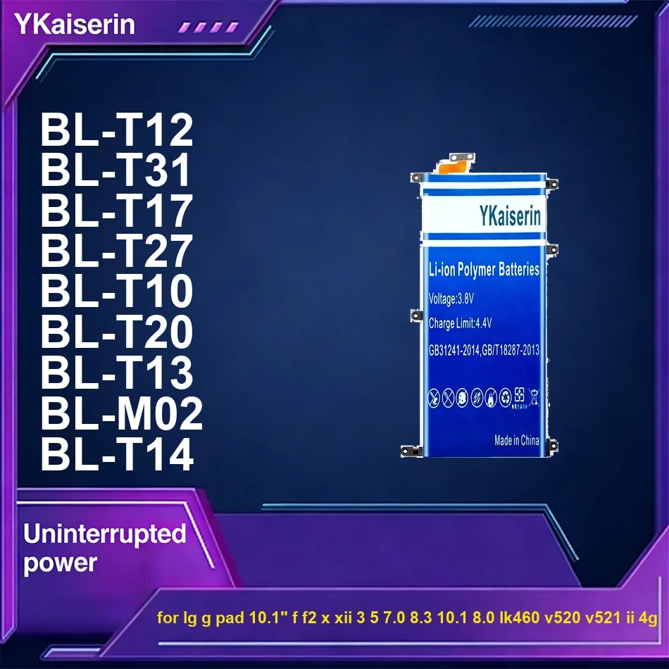 

BL-T31 BL-T17 BL-T27 For LG g Pad 10.1" f F2 x Xii 3 5 7.0 8.3 10.1 8.0 LK460 V520 V521 II 4G 4000-12000mAh Tablet Battery