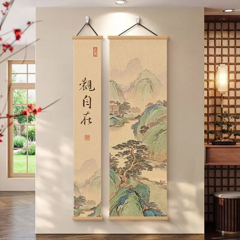 Meditation Room Decor – Wabi Sabi Zen Wall Art UV Printed Oil Paper Scroll 50x150cm for Spa, Yoga Studio & Mindful Living Space