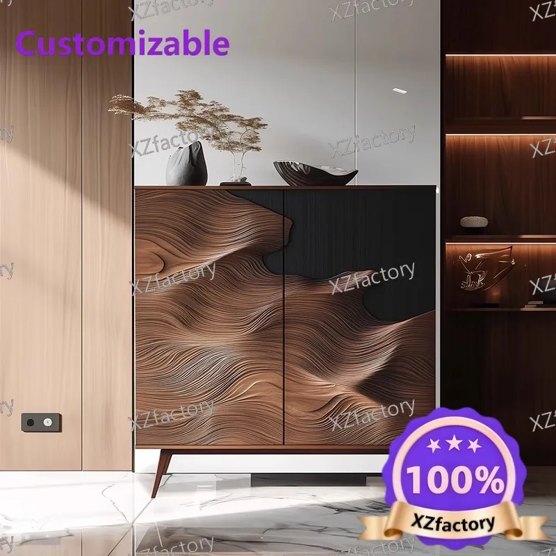 Factory Direct 2026 Top Rated Italian Light Luxury Home Living Room Wall Integrated Shoe Cabinet