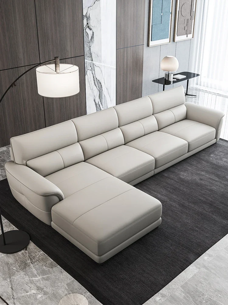 

Italian first-floor cowhide leather sofa, modern and simple living room, left and right concubine size, Nordic leather sofa