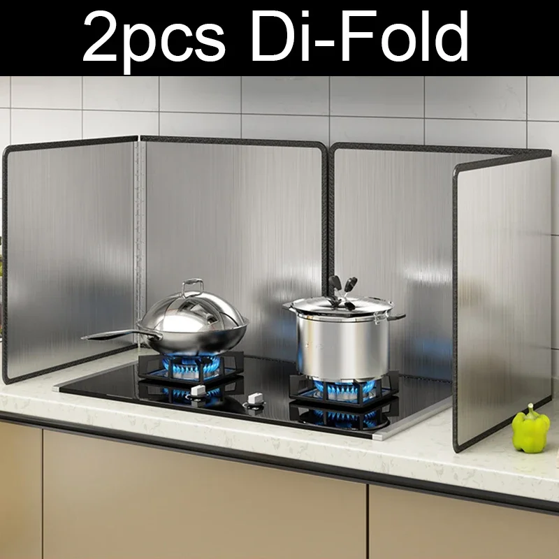 Kitchen Gas Stove Baffle Stainless Steel Frying Oil Splashing Protection Foldable Splash Proof Kitchen Accessories