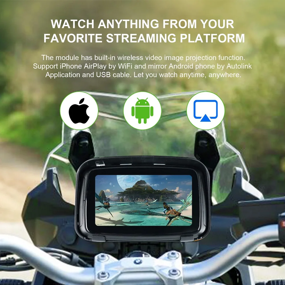 Models Portable Motorcycle GPS Navigation IPX7 Waterproof Wireless Carplay Android Auto Motorcycle