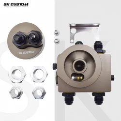 SK CUSTOM Engine Radiator Adapter Oil Cooler Filter Sandwich Plate Thermostat Adaptor Split Adapter AN8 AN10 Aluminum Alloy CNC