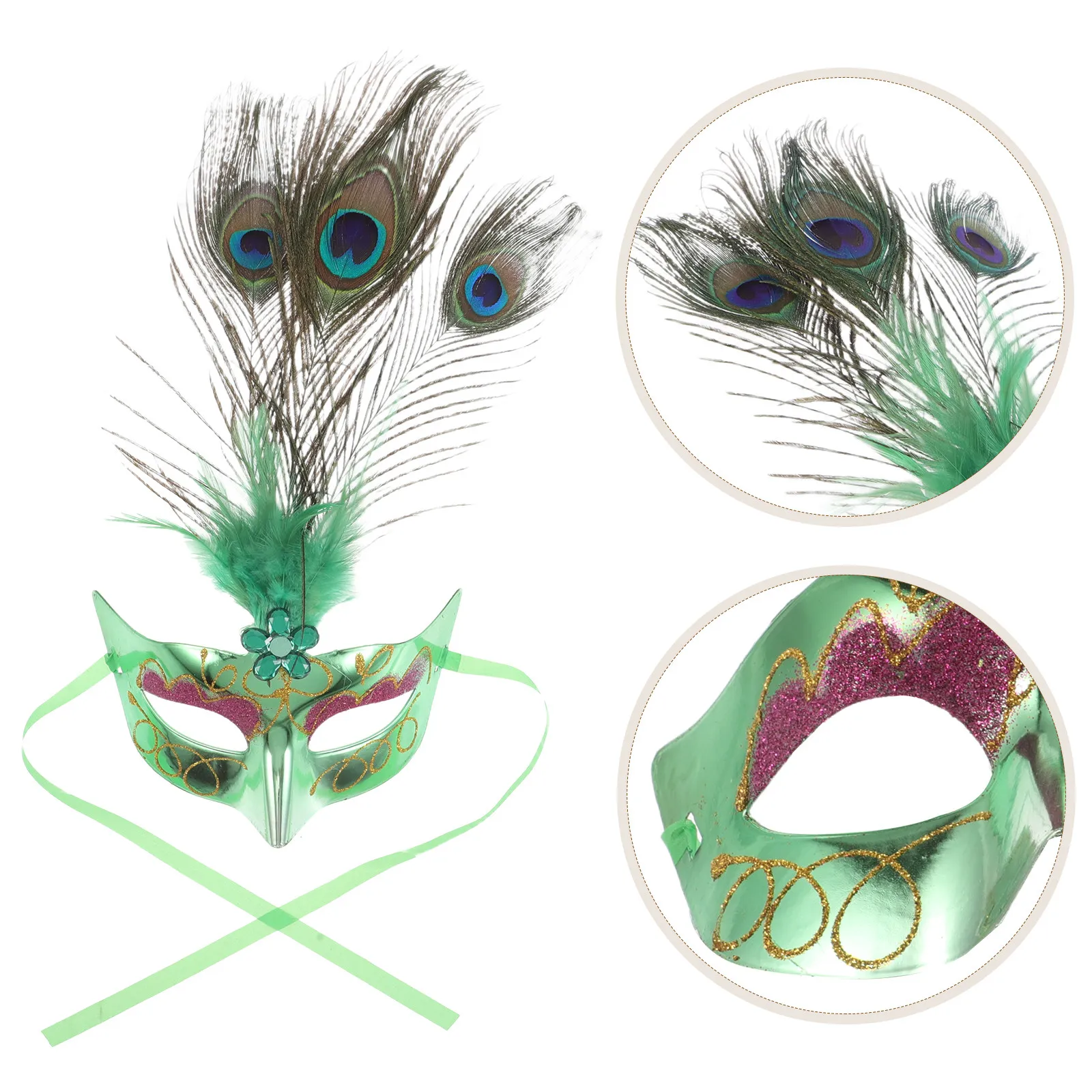 

Маскарадная маска-полумаска «Павлин» в венецианском стиле с золотым блеском и декоративными перьями для Хэллоуина, карнавала, маскарадного бала, женская