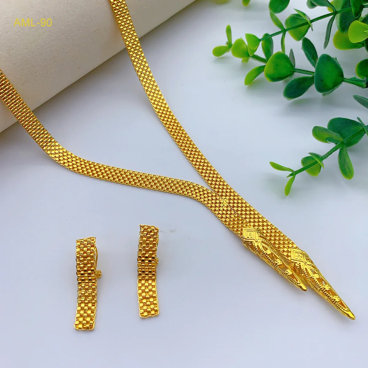 Dubai Designer Necklace Earrings Jewelry Set For Women Gold Plated Nigeria Indian African Bridal Wedding Party Gift Jewellery