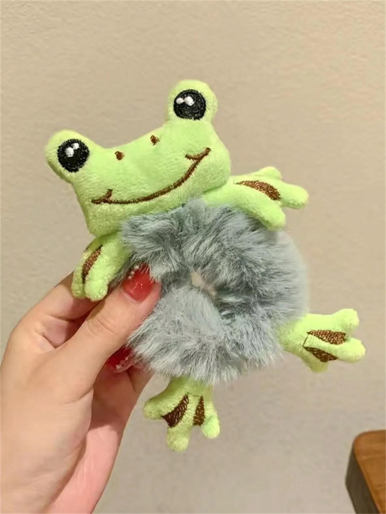 1 hair circle lady frog plush green hair circle bun cute funny hair band