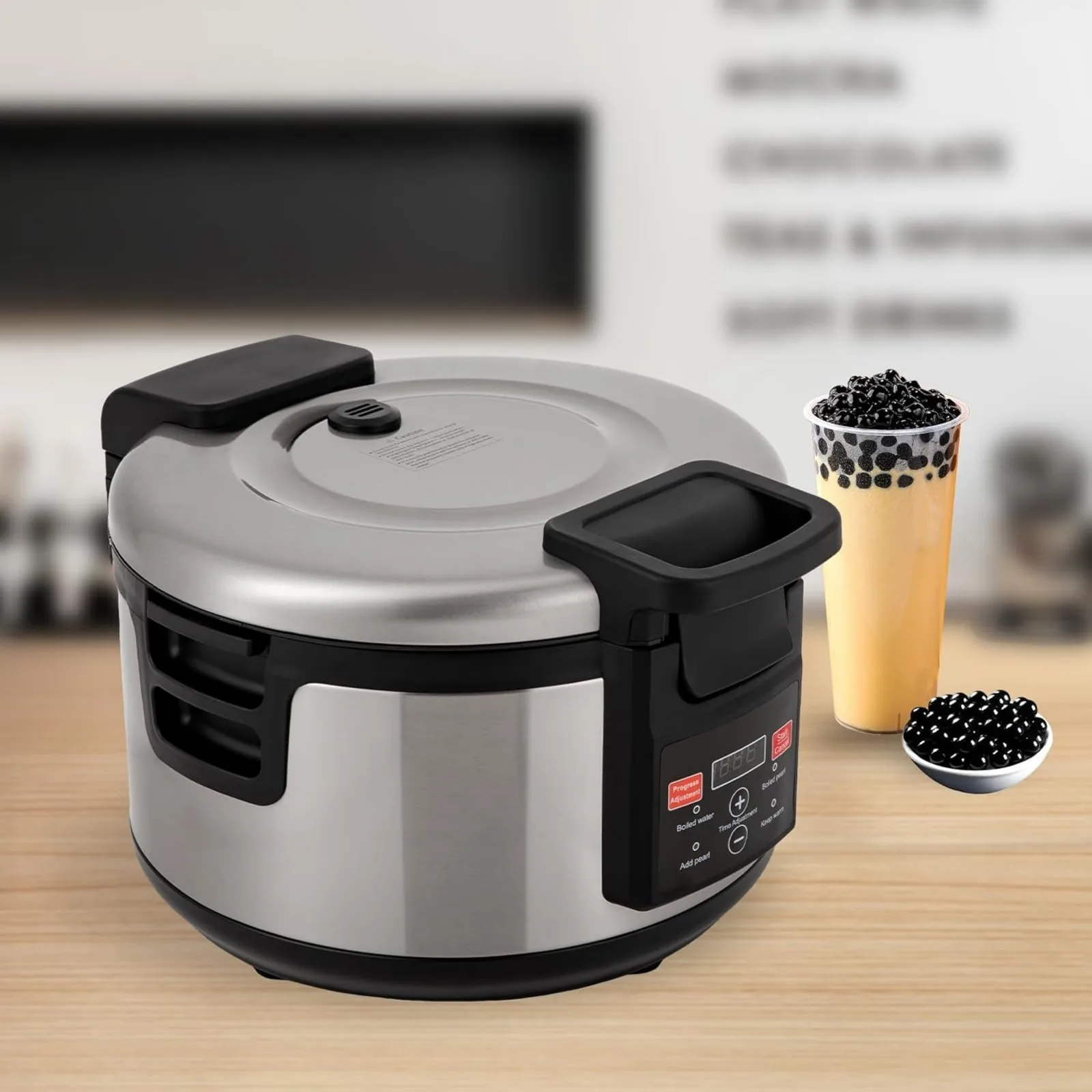 

12/16L Automatic Boba Pearl Cooker Pot,110V 2200W Non-Stick Tapioca Pearl Cooker W/ Touchscreen for Boba Tea Sago Pearl Milk Tea