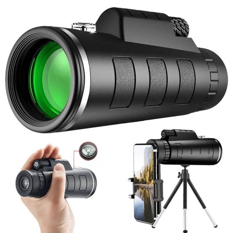 40X60 Zoom HD BAK4 Powerful Binoculars Long Range Portable Prismatic Professional Telescope Monocular for Hunting