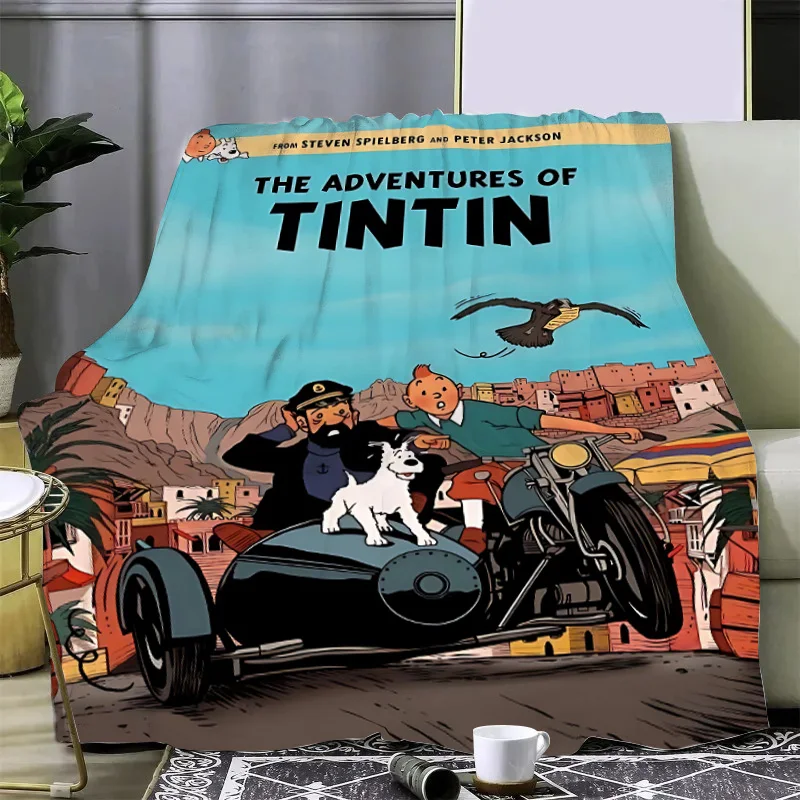 The Adventures of Tintins Printed Blanket Picnic Blankets Warm Blanket Soft and Comfortable Blanket Home Travel Birthday Gift