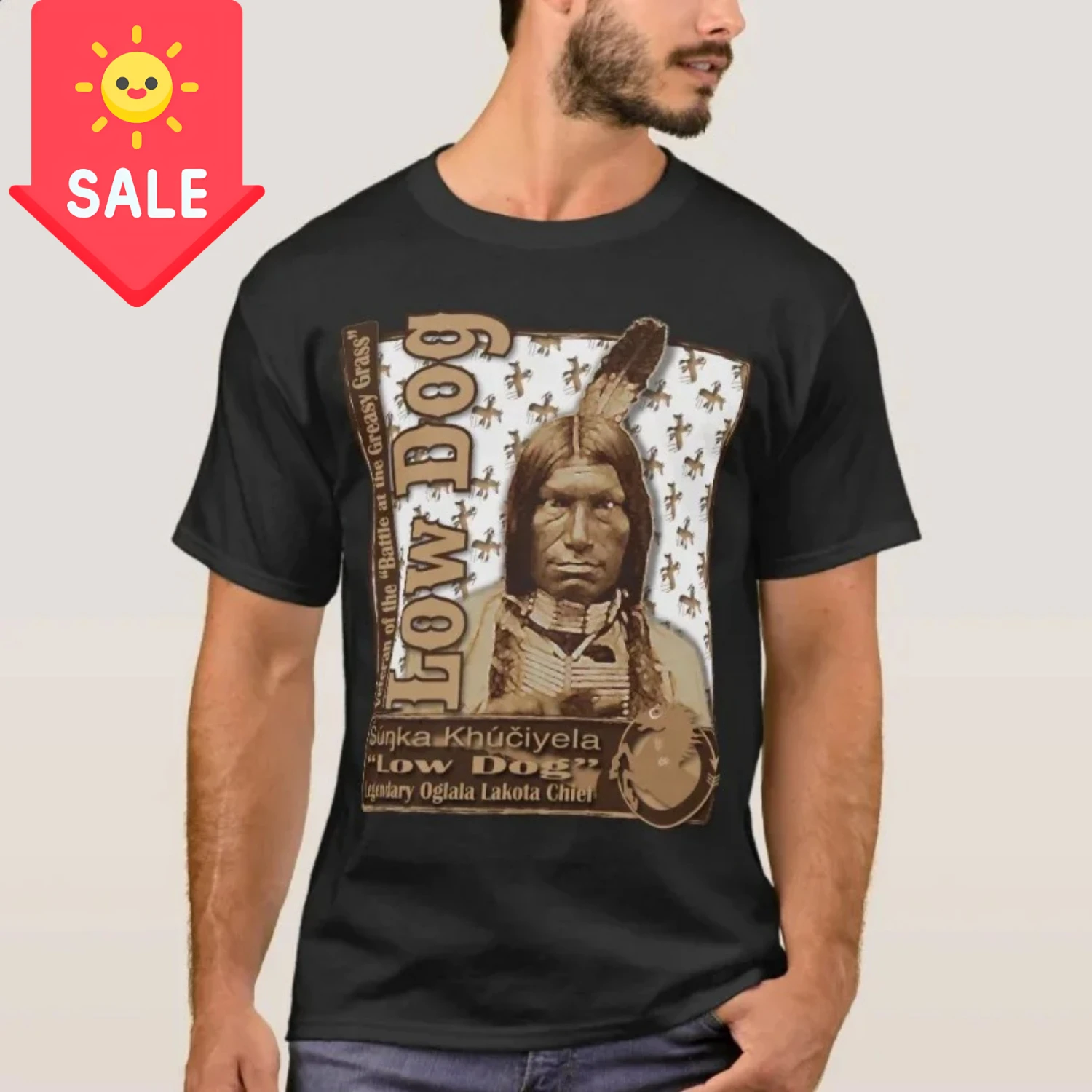 Low Dog Legendary Oglala Lakota Chief T-Shirt 100% Cotton O-Neck Short Sleeve Summer Casual Mens T-shirt Streetwear