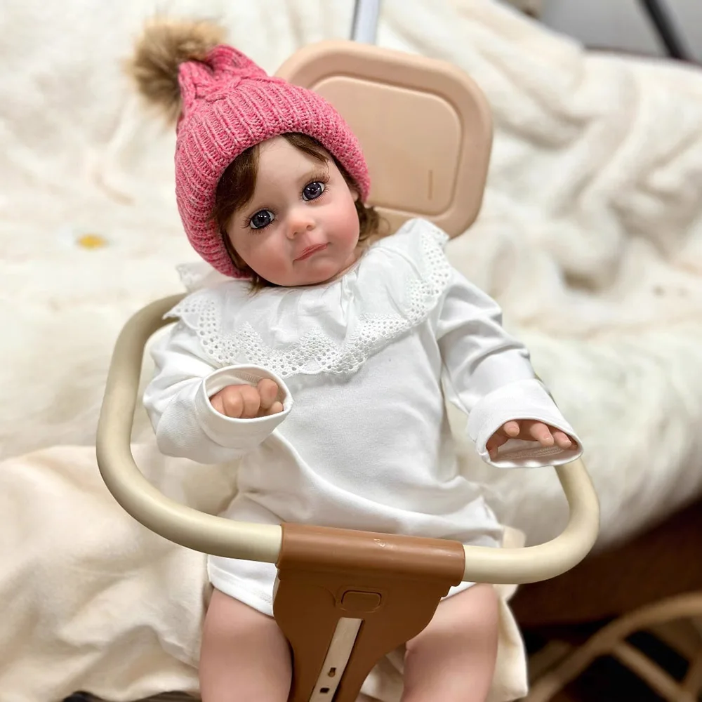 60CM Newborn Baby Maggie Hand Painted 3D Skin Reborn Toddler Baby Girl with Hand-Rooted Hair  Lifelike Collectible Art Doll