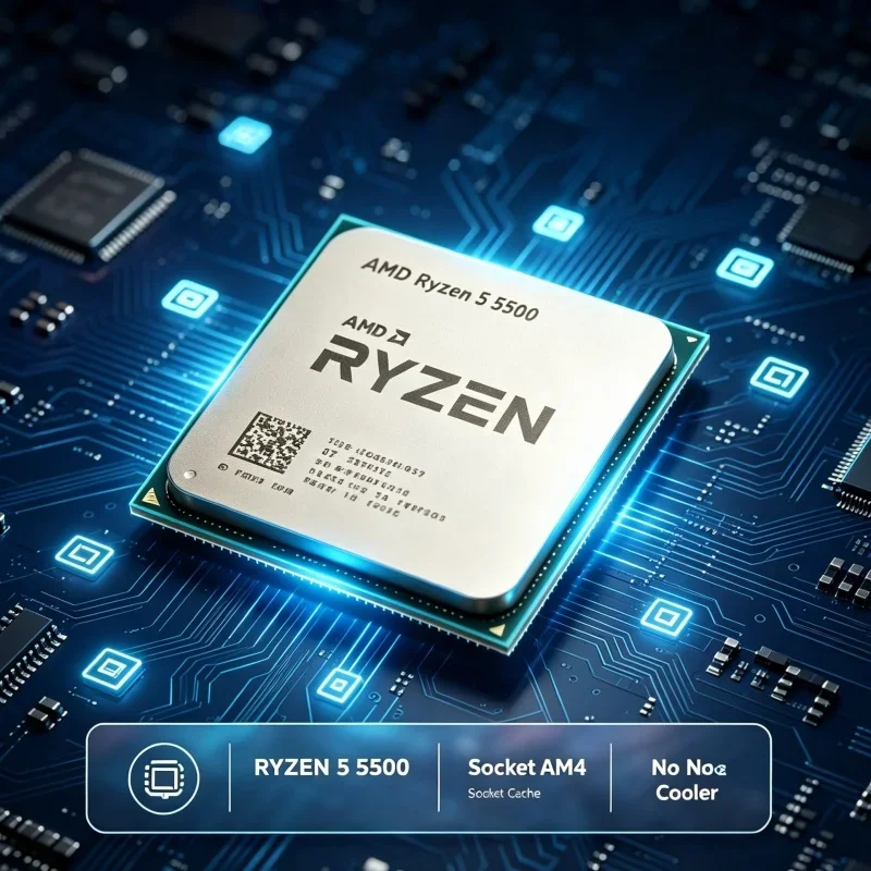 AMD Ryzen 5 5500 OEM Tray Desktop CPU AM4 6‑Core 12‑Thread 3.6GHz 7nm 16MB Cache 65W No Cooler