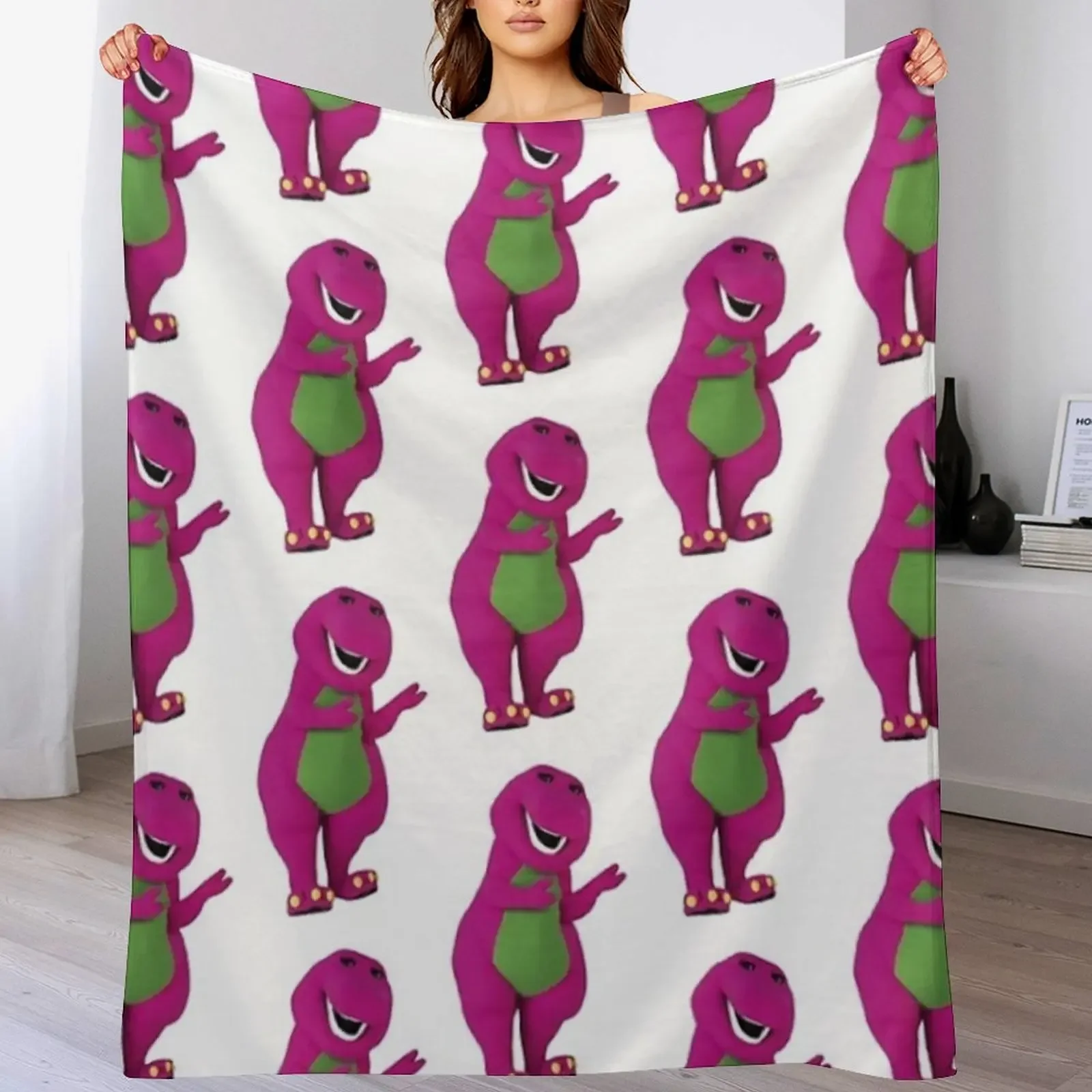 

Barney The Dinosaur Throw Blanket Flannels Shaggy Soft Big for babies Blankets