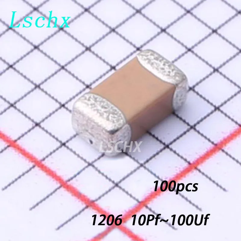 1 reel 1206 SMD Chip Multilayer Ceramic Capacitor 0.5pF - 100uF 10pF 100pF 1nF 10nF 15nF 100nF 0.1uF 1uF 2.2uF 4.7uF 10uF 47uF