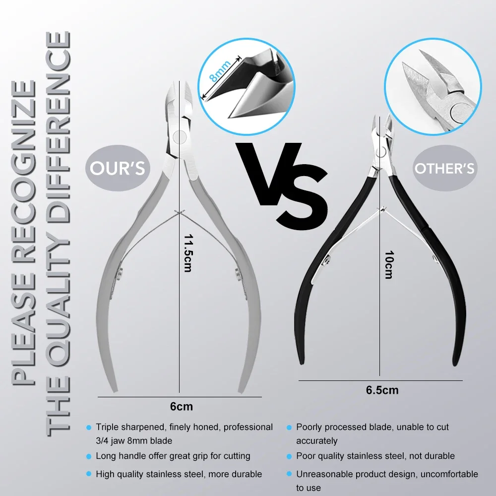 1 pçs pinças de cutícula trimmer 3/4 mandíbula tesoura de cutícula cortador de aço inoxidável removedor pedicure manicure ferramenta do prego