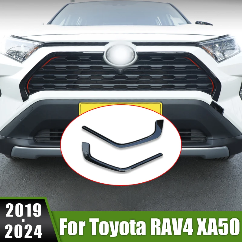 For Toyota RAV4 XA50 2019 2020 2021 2022 2023 2024 RAV 4 Hybrid Car Front Grille Cover Molding Bonnet Garnish Protector Sticker