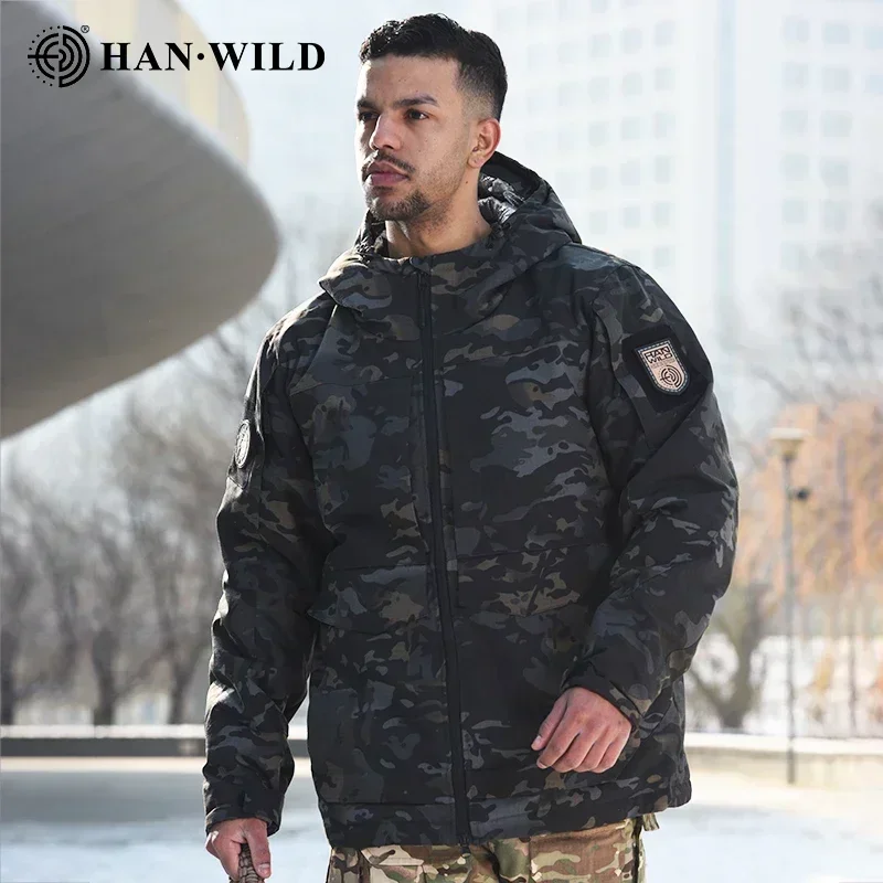 Men's Tactical Jacket Winter Heat Reflective Coats with Hooded Windproof Outdoor Warm Windbreaker Airsoft Hiking Hunt Jackets