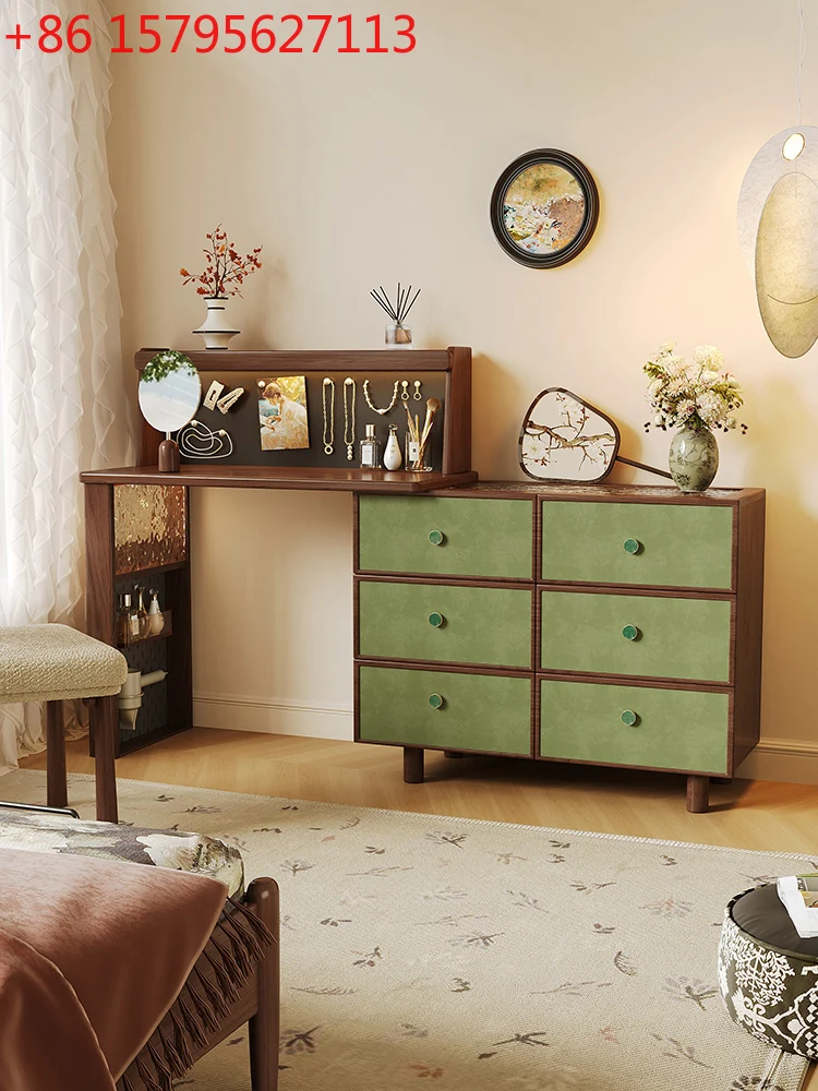 

Весенний комод Huanas, встроенный комод для спальни, ретро, массив дерева, средний антикварный зеленый столик для макияжа