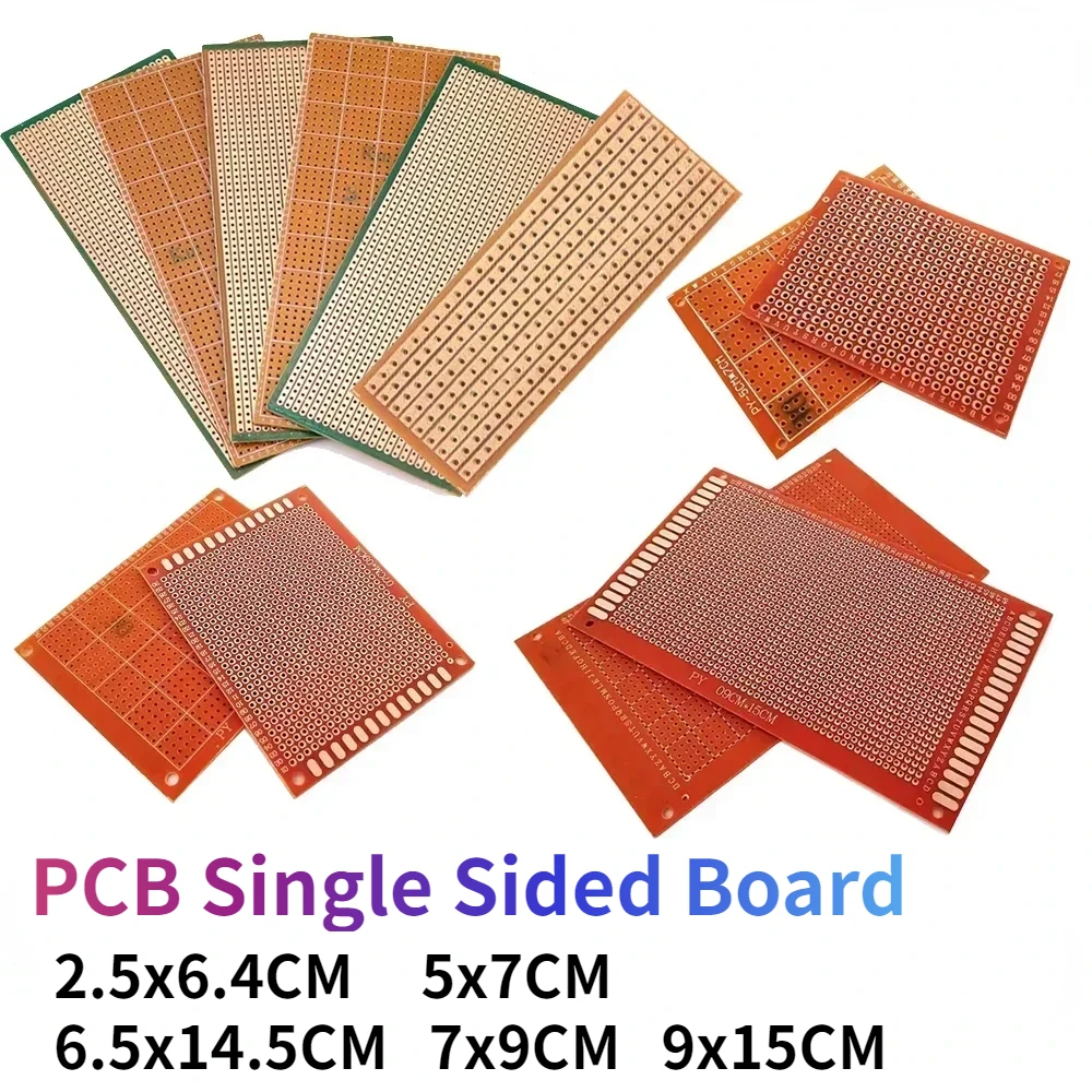 5/10PCS PCB Single Sided Board Universal Printed Circuit Protoboard 2.5x6.4CM 5x7CM 6.5x14.5CM 7x9CM 9x15CM For DIY Soldering Pr