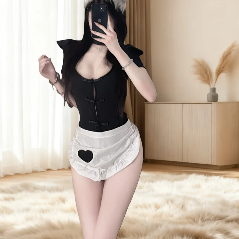 Комплект костюма горничной с кружевной отделкой, нижнее белье для косплея, костюм горничной, нижнее белье горничной, топ горничной, костюм горничной для косплея